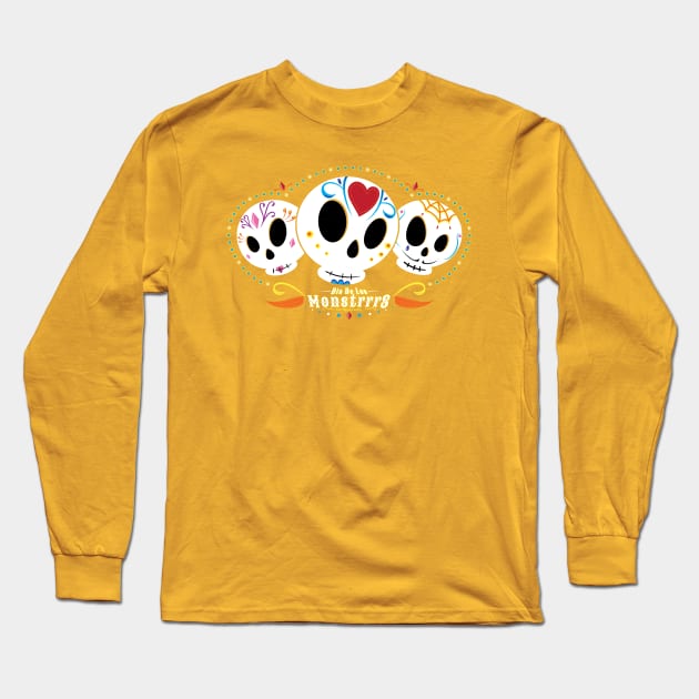 Lil Monstrrrs: Dia De Los Monstrrrs Long Sleeve T-Shirt by scout1138